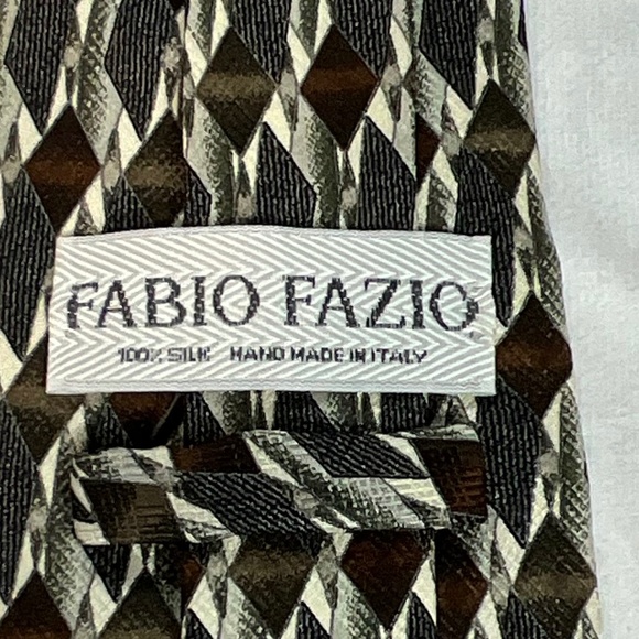 Fabio Fazio Silk Tie Italy Geometric Diamond Pattern Luxury Menswear - Picture 3 of 10